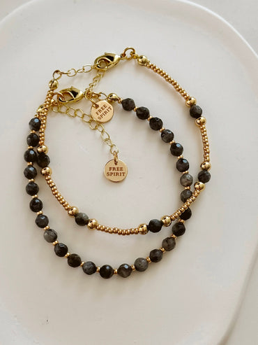 Celestial Rebirth - Black moonstone - set of two bracelets  image 1