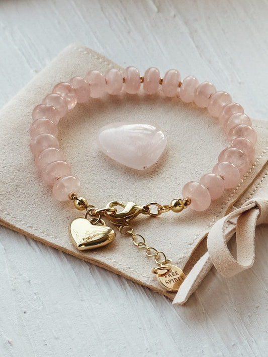 Heart healer bracelet - rose quartz - 18k plated image 1
