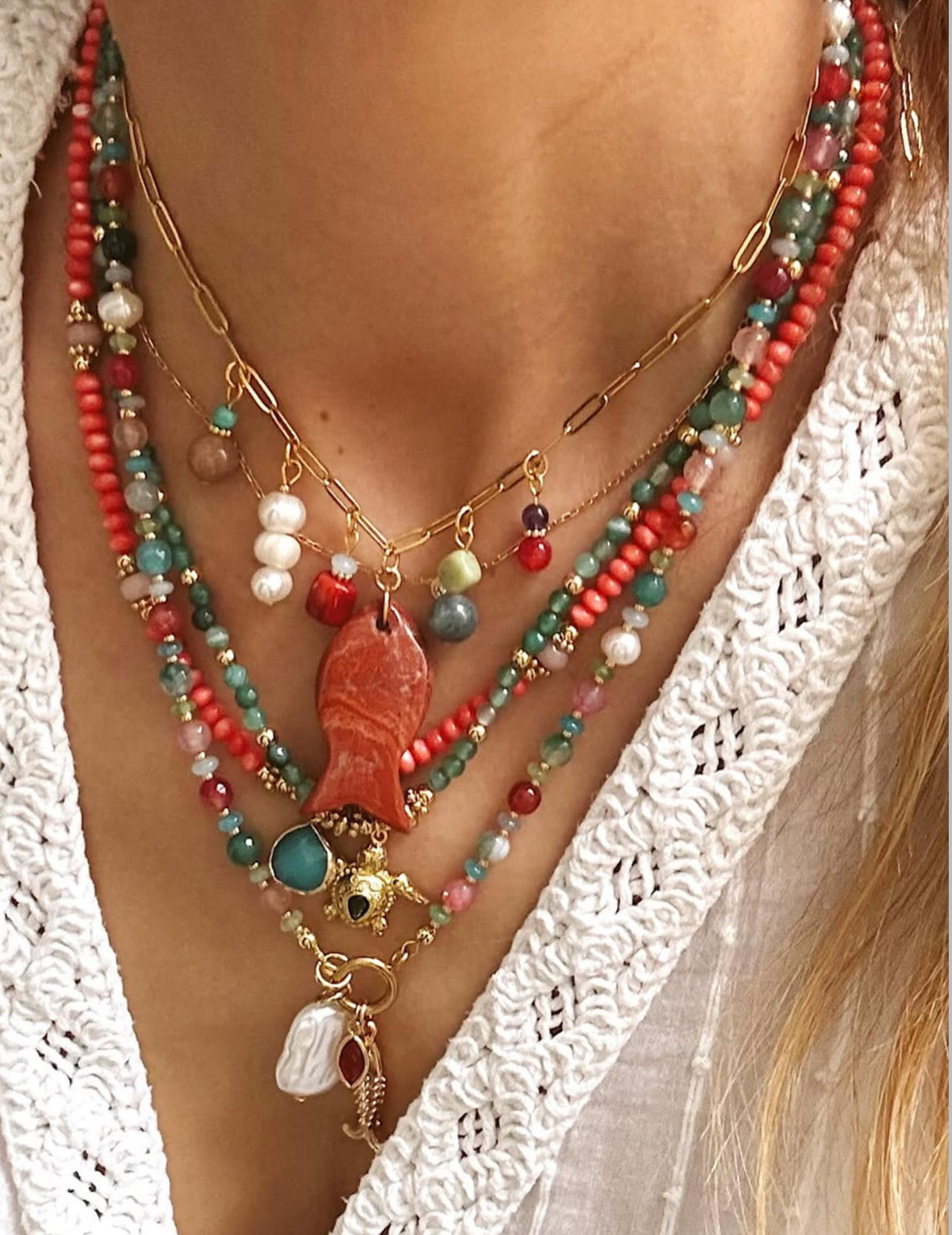 Red Jasper Lucky Fish necklace image 1