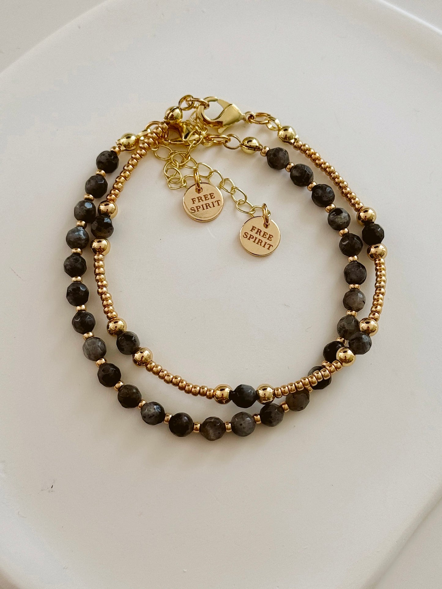 Celestial Rebirth - Black moonstone - set of two bracelets image 0