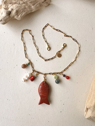 Red Jasper Lucky Fish necklace image 0