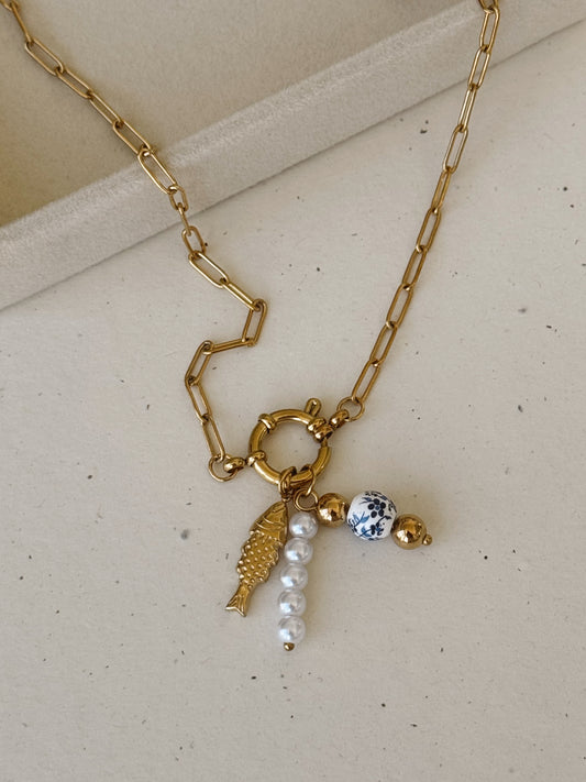 Santorini charm necklace - stainless steel image 0