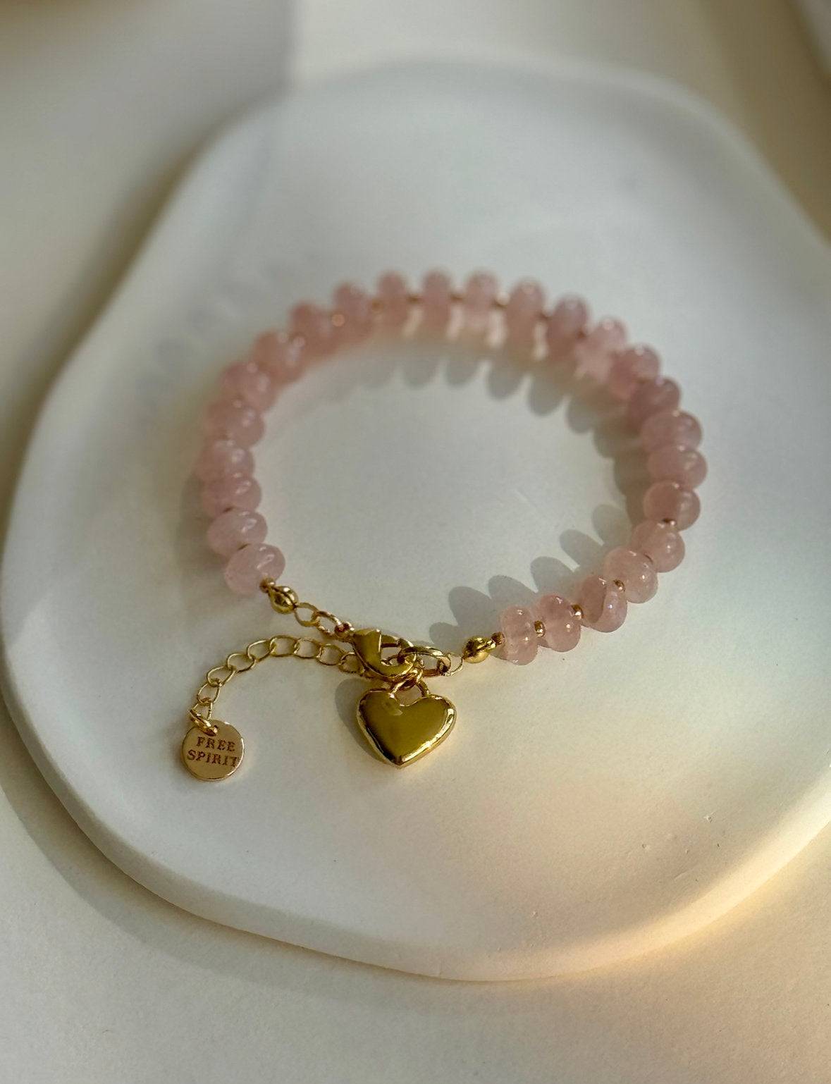 Heart healer bracelet - rose quartz - 18k plated image 2