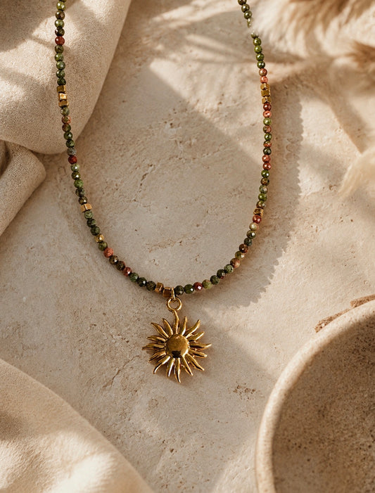 Poise necklace - Sun - Unakite