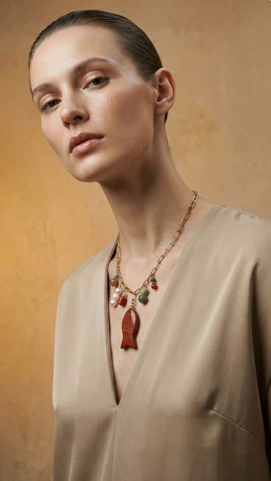 Red Jasper Lucky Fish necklace