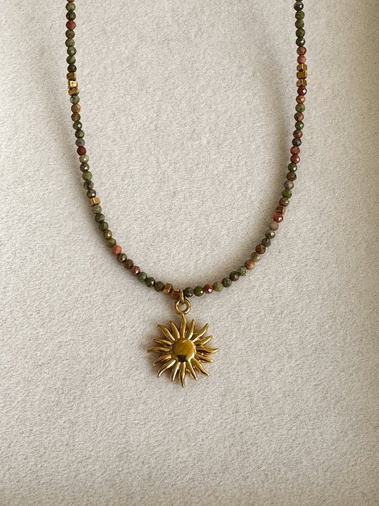 Poise necklace - Sun - Unakite