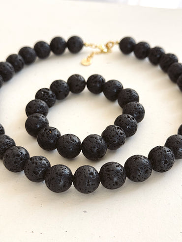 Lava Stones Necklace & Bracelet set