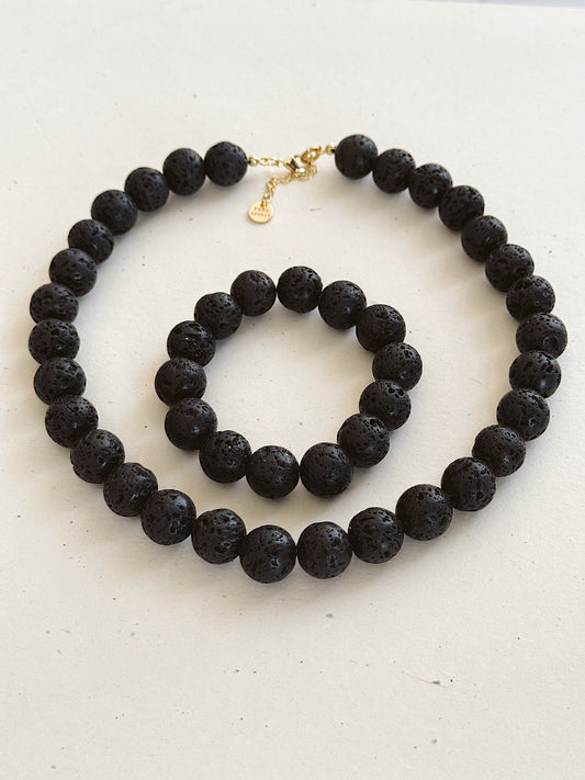Lava Stones Necklace & Bracelet set