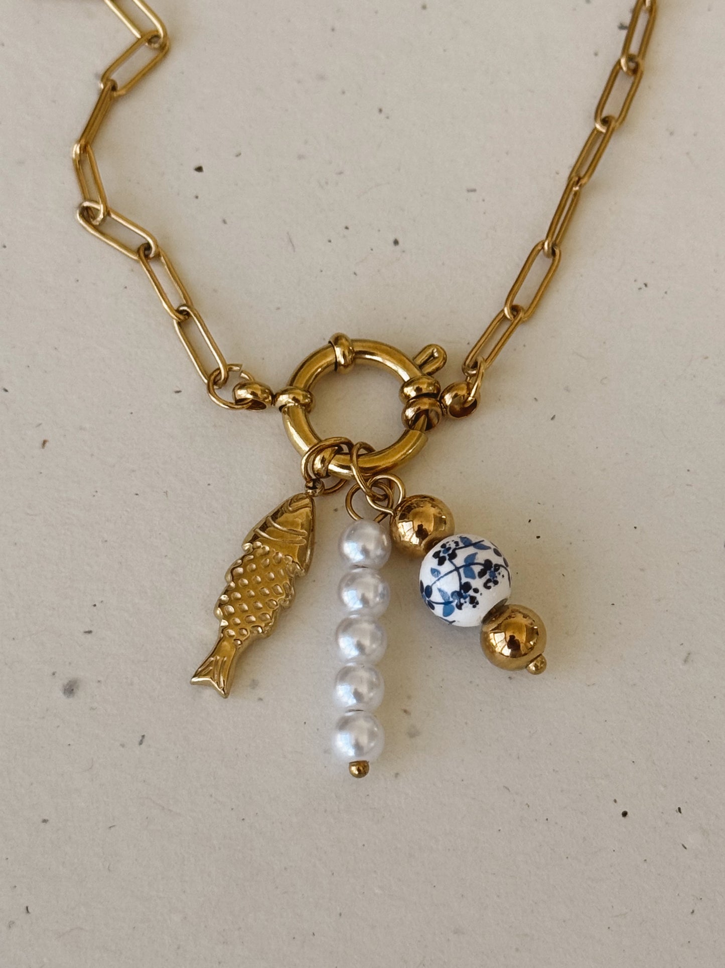 Santorini charm necklace - stainless steel image 1