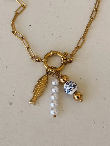 Santorini charm necklace - stainless steel image 1