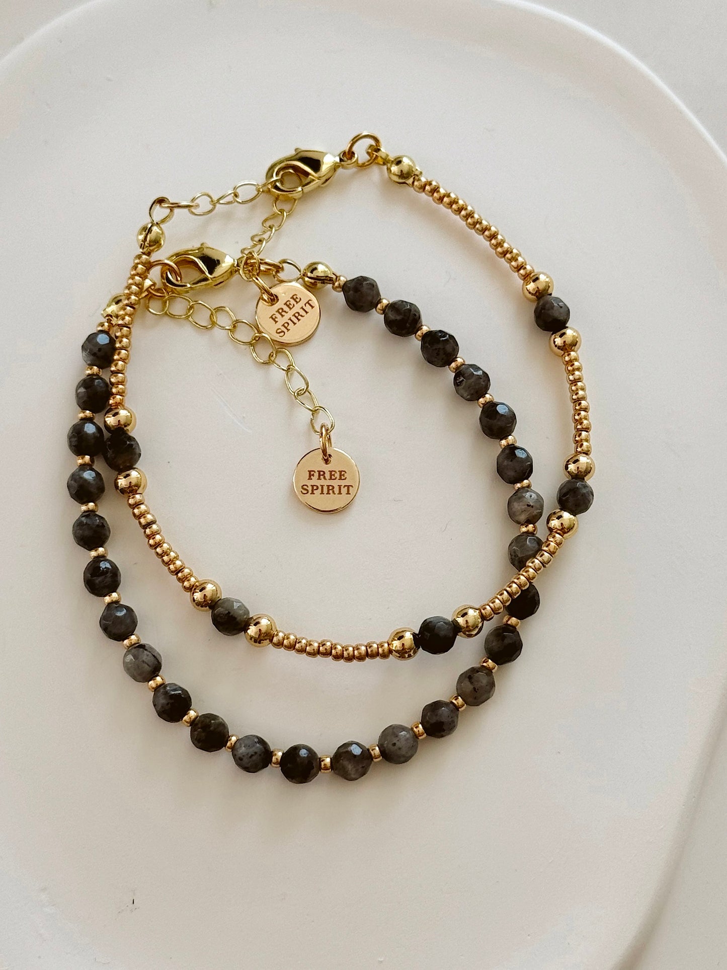 Celestial Rebirth - Black moonstone - set of two bracelets  image 1