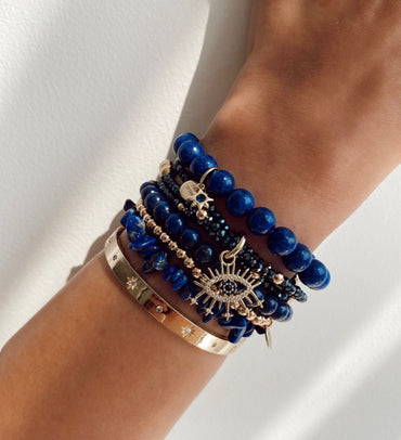 Lapis Lazuli 6mm, 18k plated  image 1