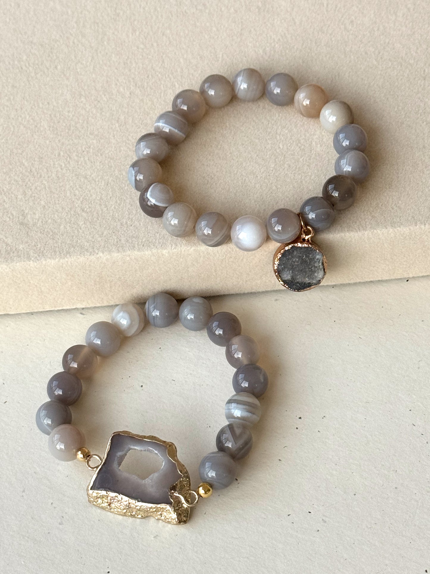 Gray Agate - set of 2 bracelets  image 1