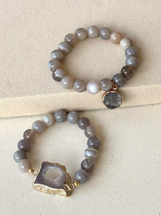 Gray Agate - set of 2 bracelets  image 1