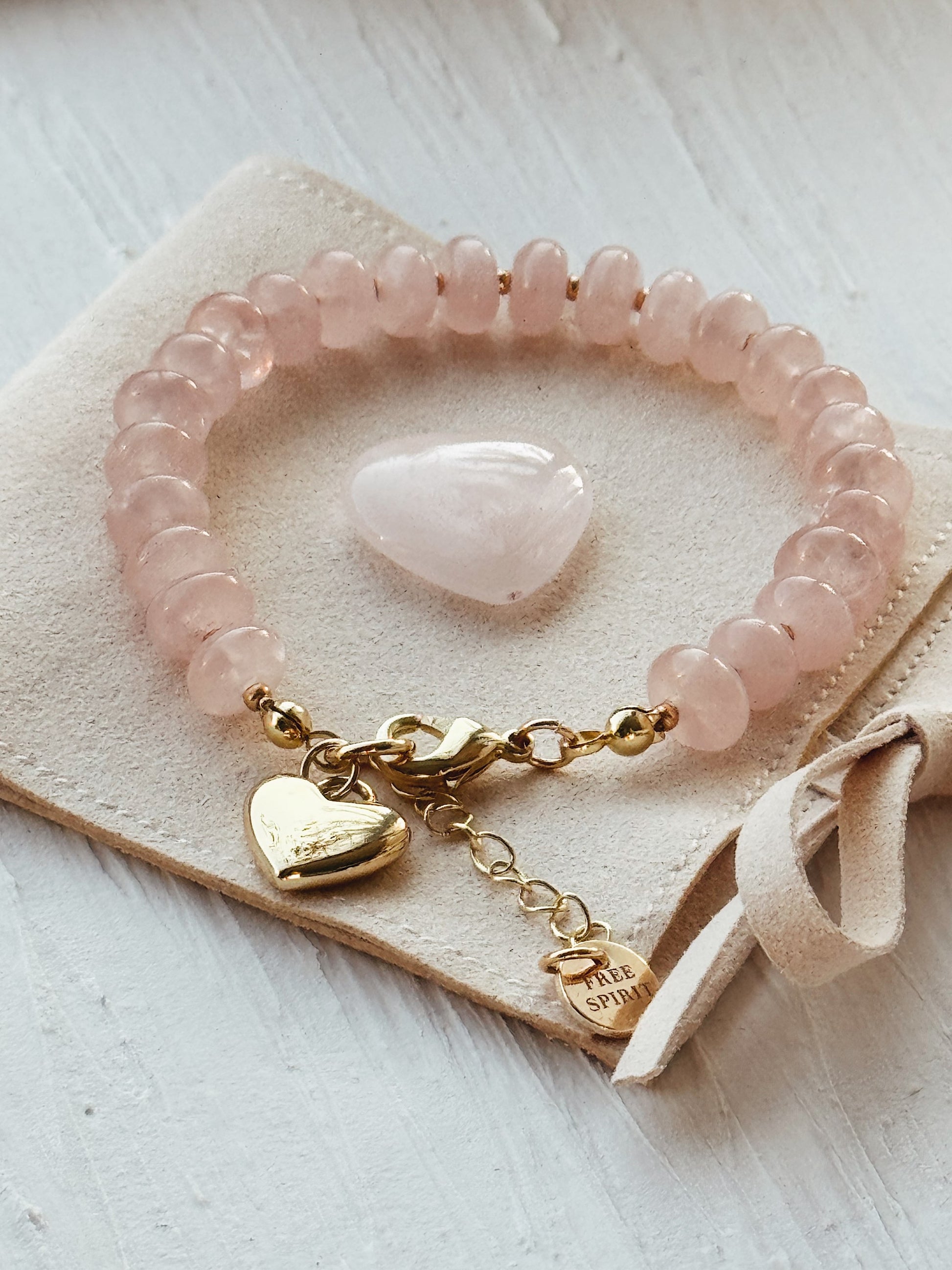 Heart healer bracelet - rose quartz - 18k plated  image 1