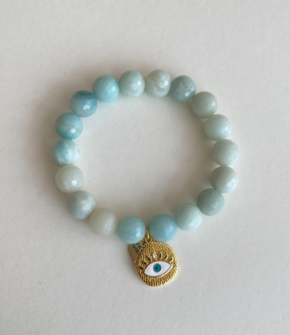 Eye bracelet - Blue Amazonite - 18k plated image 1