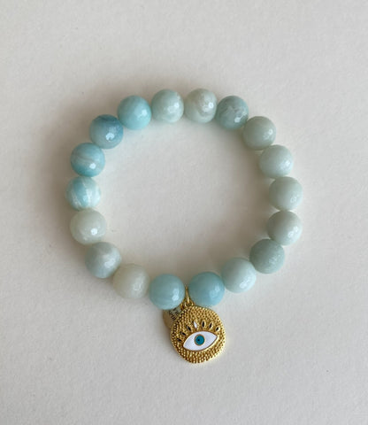 Eye bracelet - Blue Amazonite - 18k plated image 1