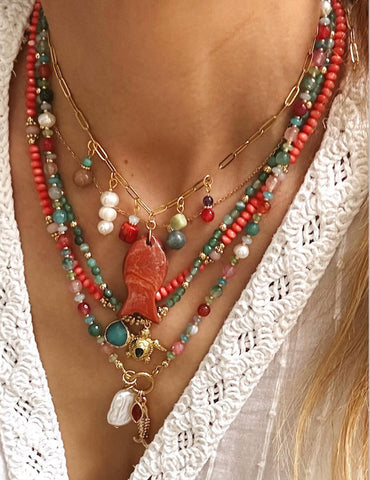 Red Jasper Lucky Fish necklace  image 1