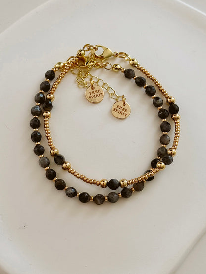 Celestial Rebirth - Black moonstone - set of two bracelets  image 0