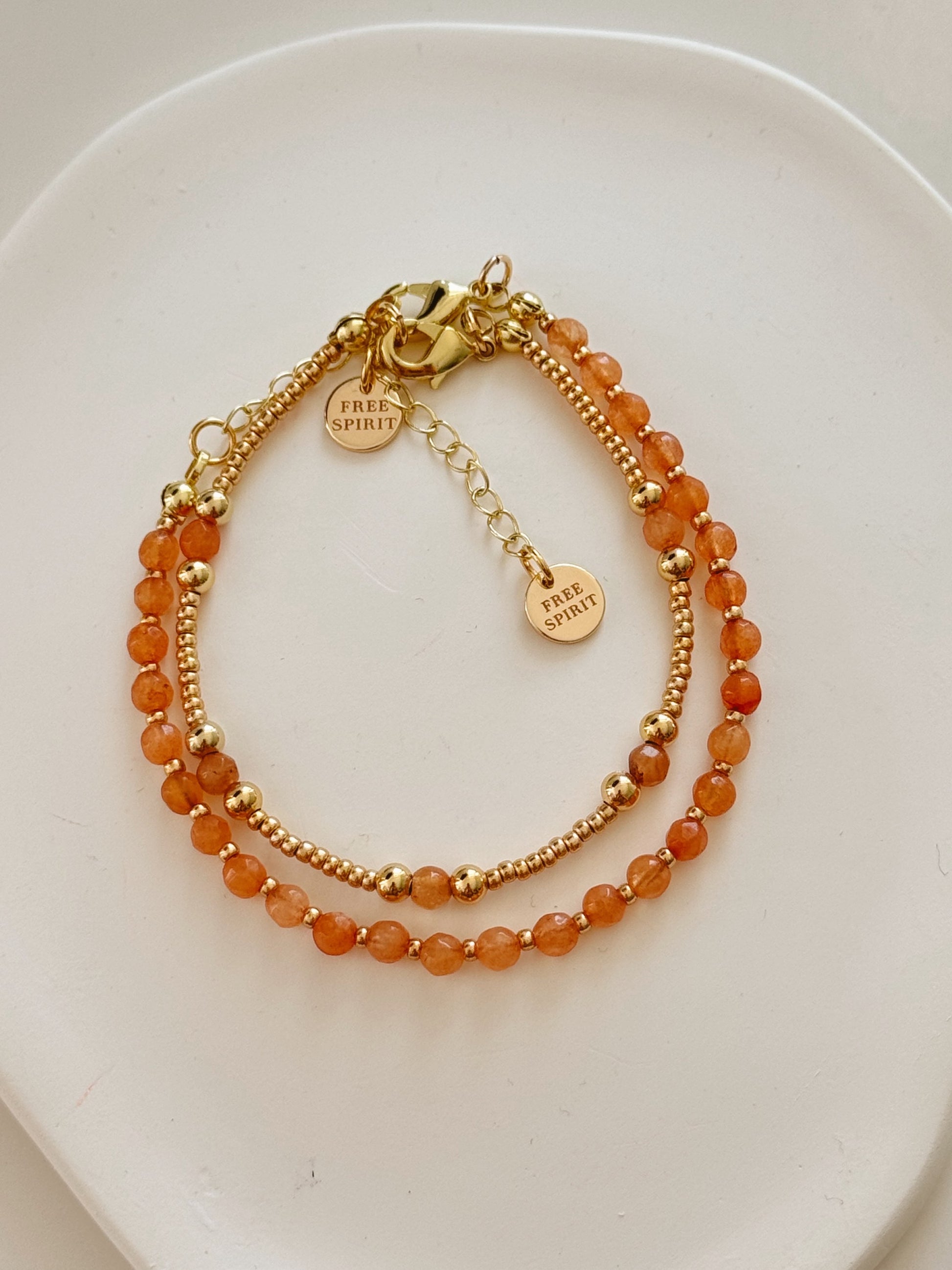 Stone of prosperity - orange set of two bracelets  image 0