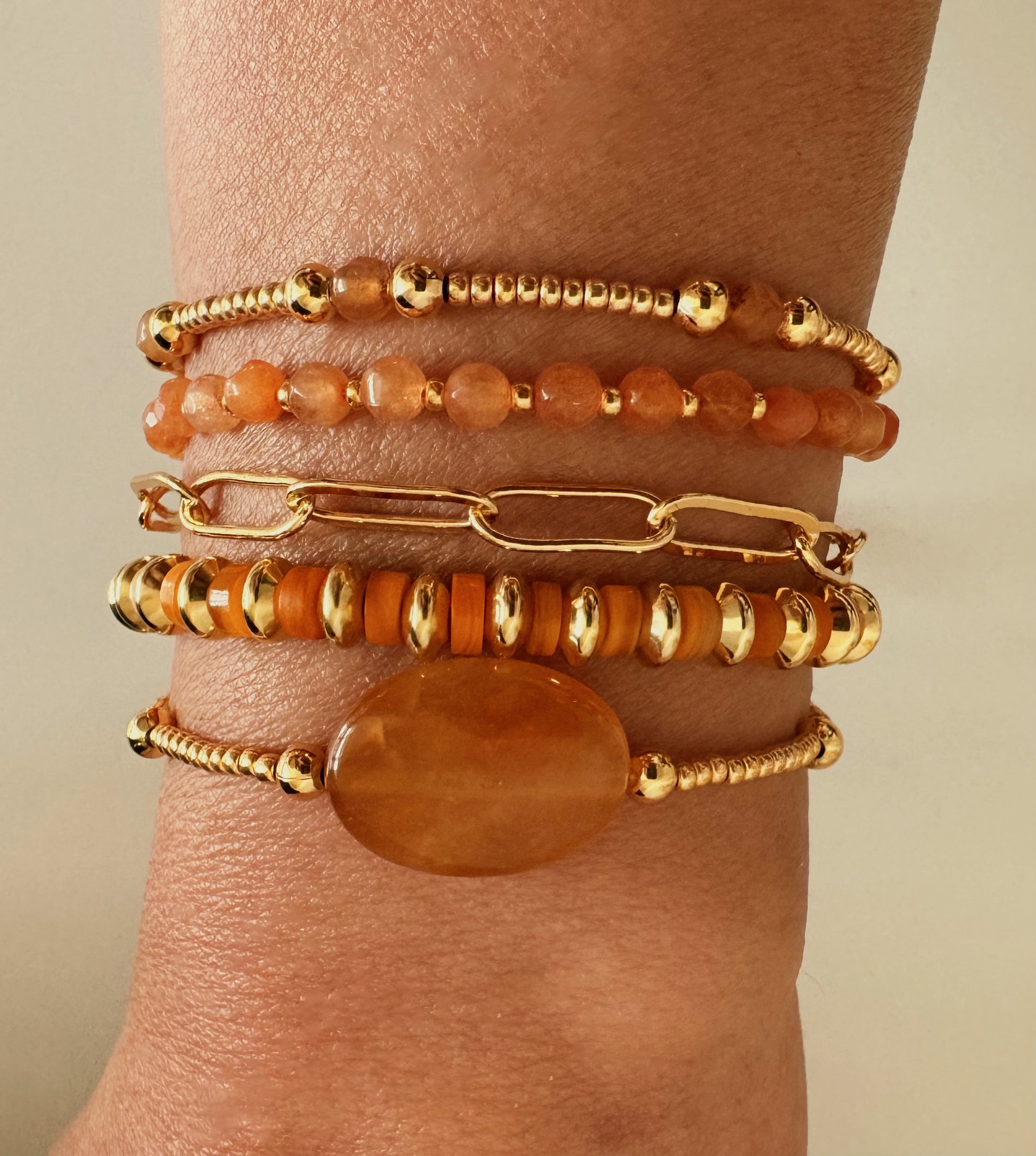 Stone of prosperity - orange set of two bracelets  image 1
