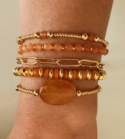 Stone of prosperity - orange set of two bracelets  image 1