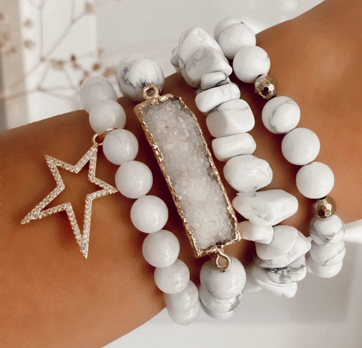 Howlite & Druzy Agate set of 3 bracelets  image 0