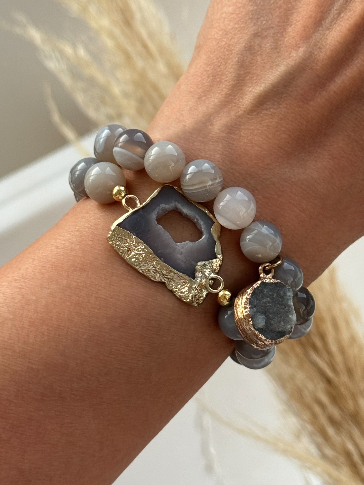Gray Agate - set of 2 bracelets  image 0