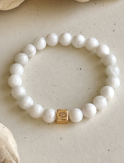 Moonstone 8mm, 18k real gold plated  image 0