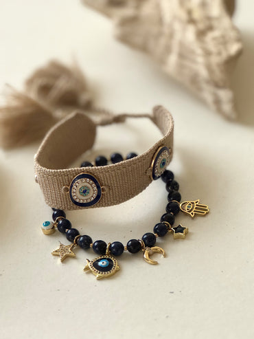 Lapis Lazuli charm set of 2 bracelets  image 1