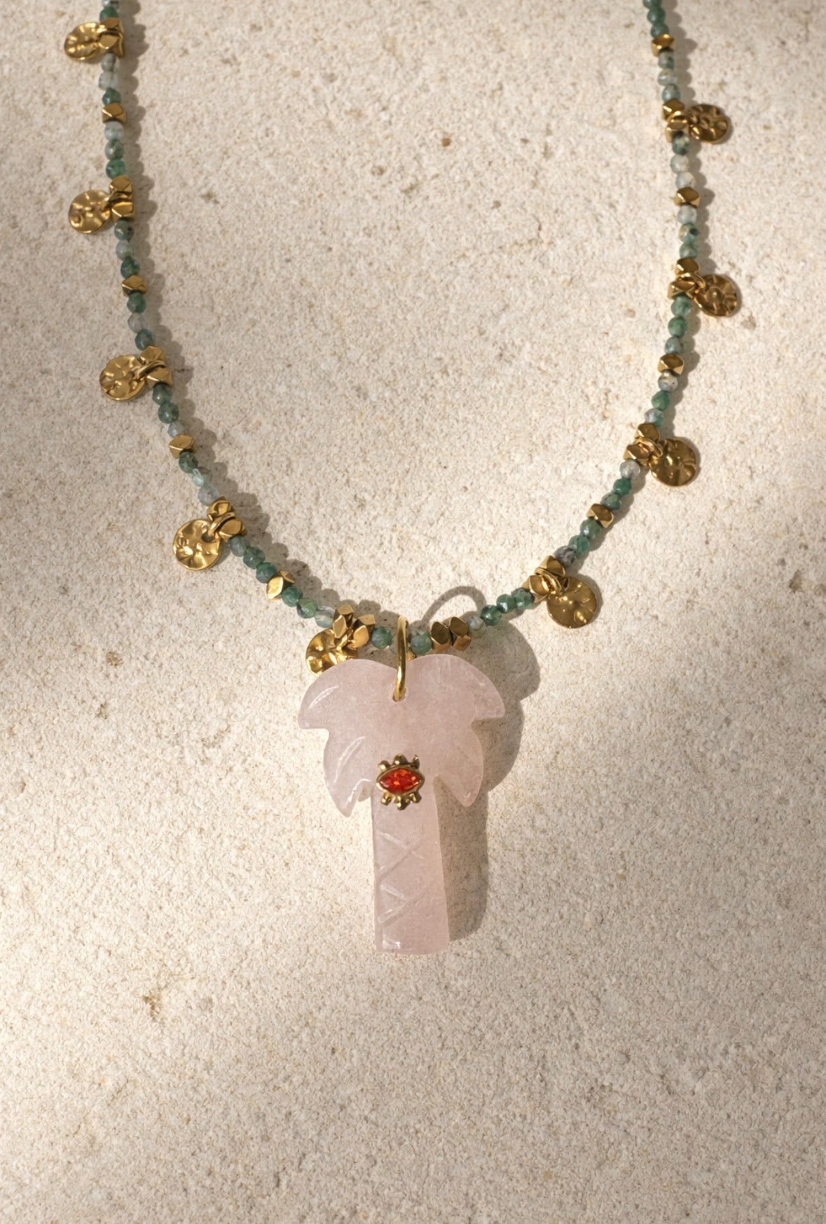 Rose Quartz Palm necklace
