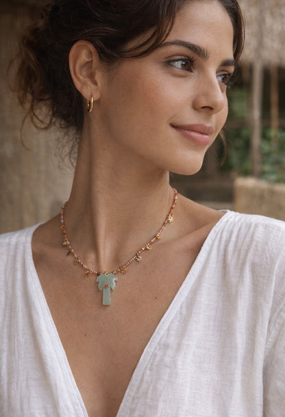 Green aventurine palm necklace
