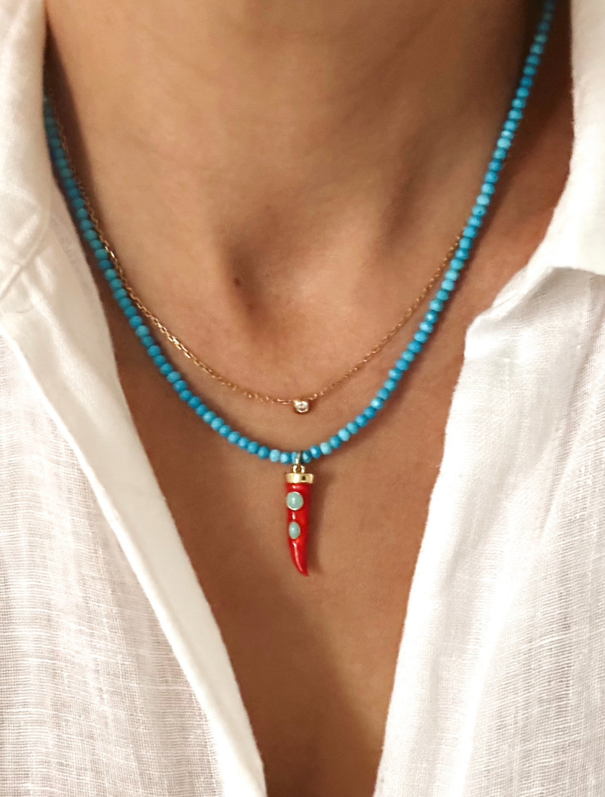 Turquoise Horn necklace