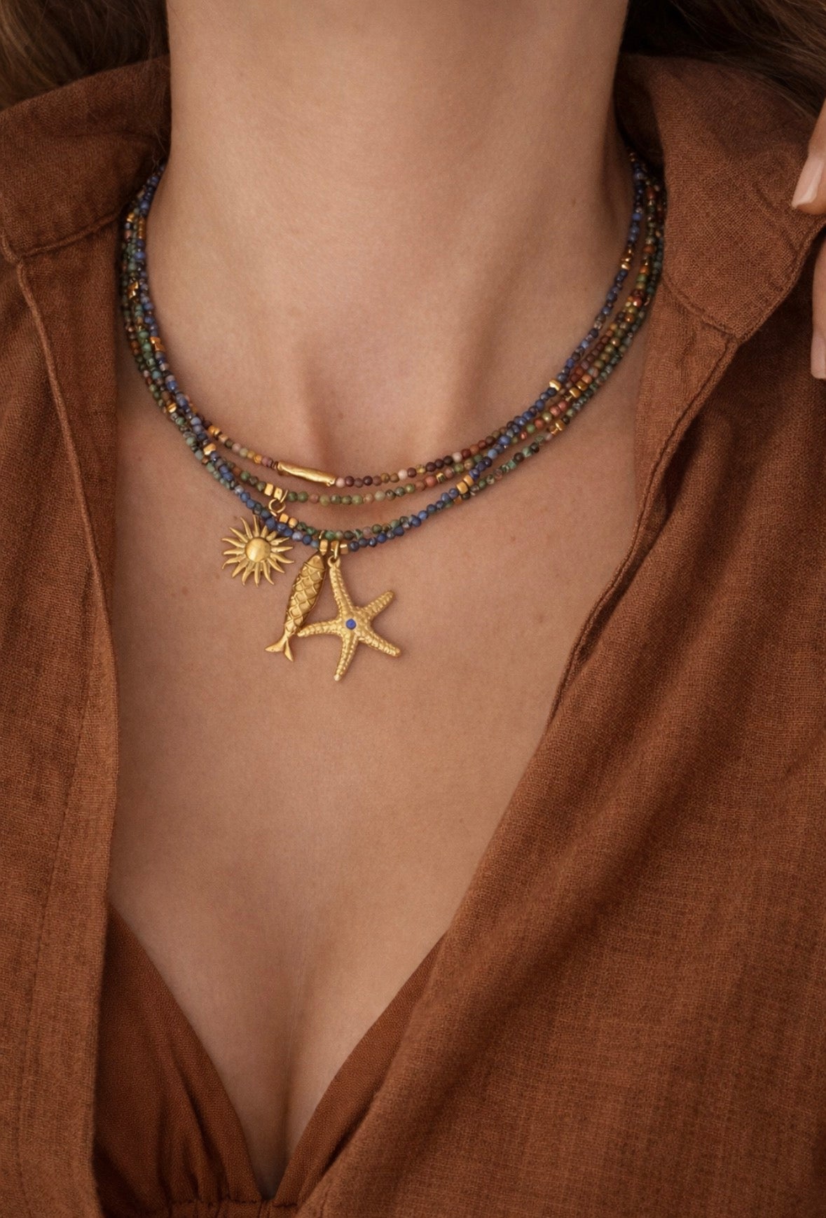 Poise necklace - Fish - Chrysocolla