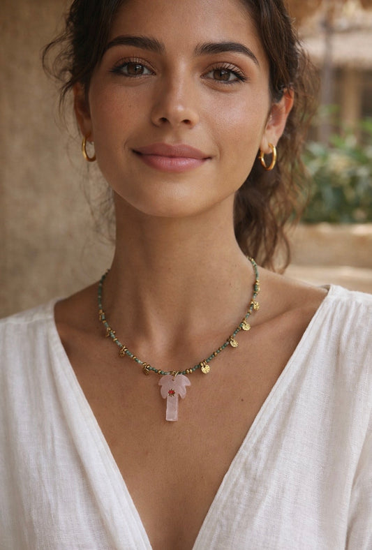 Rose Quartz Palm necklace