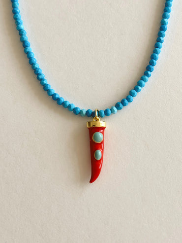 Turquoise Horn necklace