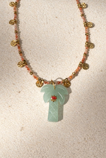 Green aventurine palm necklace