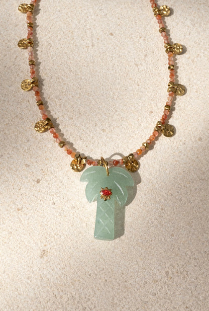 Green aventurine palm necklace