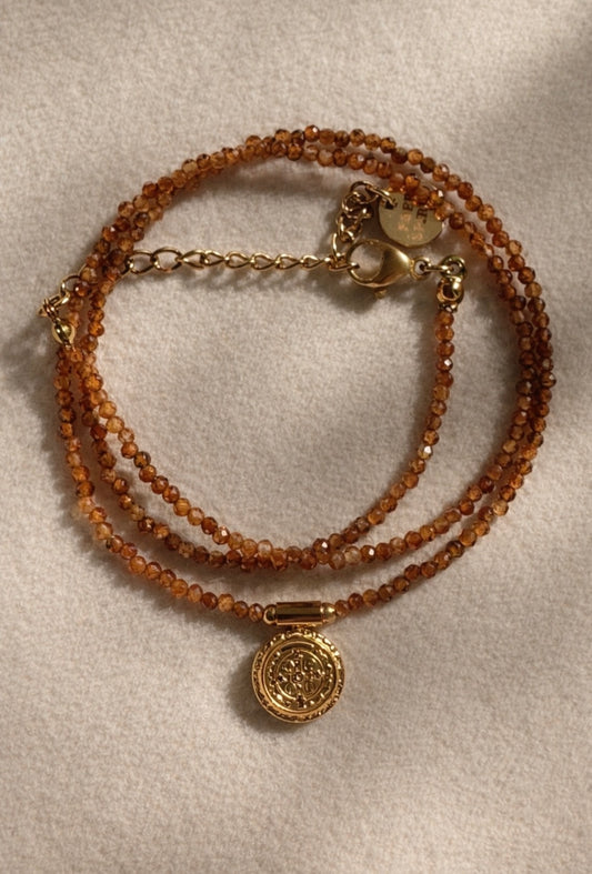 Poise necklace - Coin - Sunstone