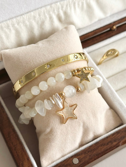 Northern Light Bracelet Set
with complimentary ring & wooden jewelry box