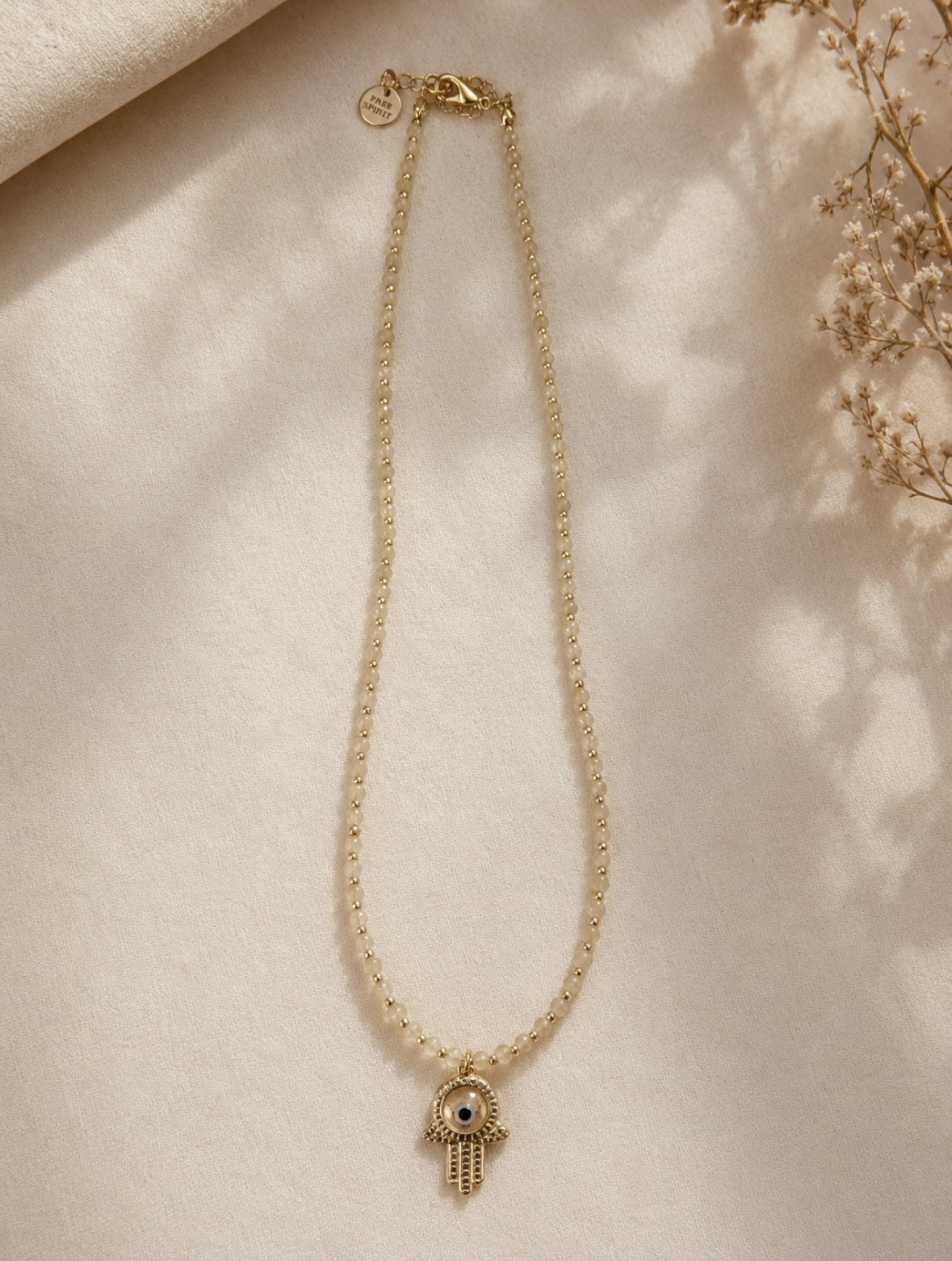 Lucky Eye - lemon jade necklace