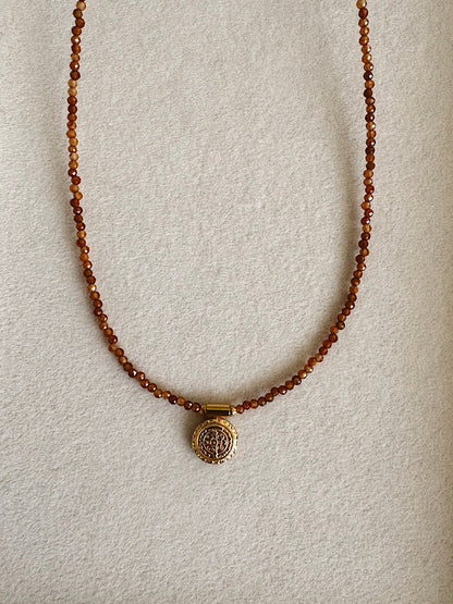 Poise necklace - Coin - Sunstone