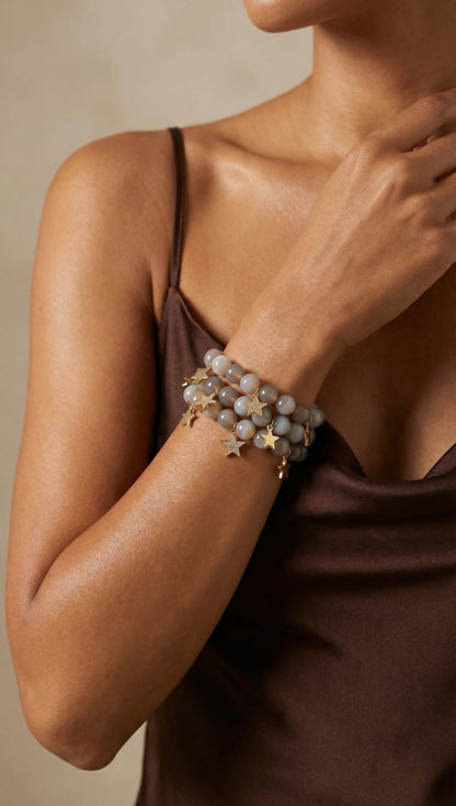 Moonlit bracelet - Soft Gray Agate