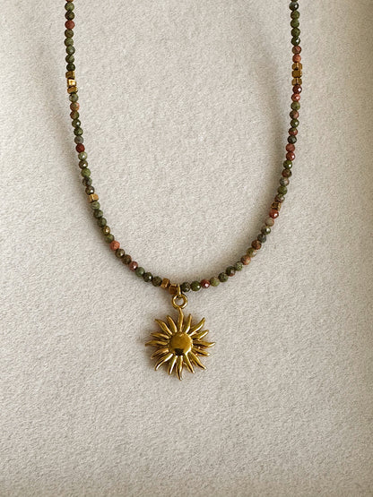 Poise necklace - Sun - Unakite