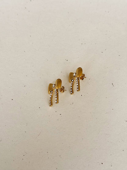 Bow Stud Zirconia Earrings