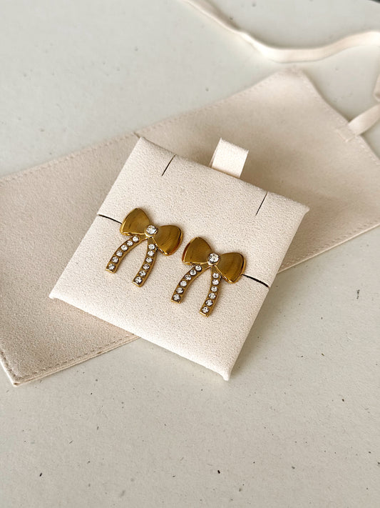Bow Stud Zirconia Earrings