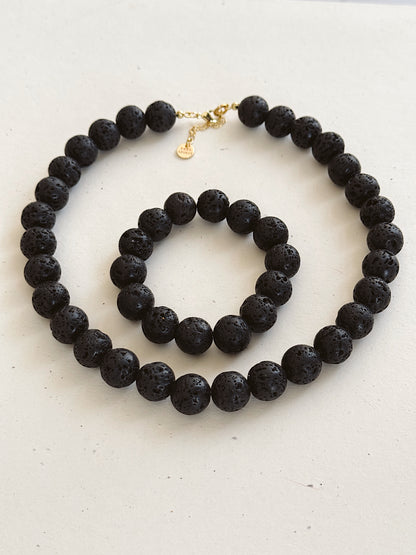 Lava Stones Necklace & Bracelet set