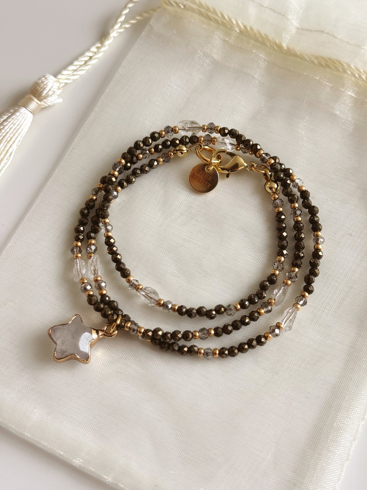 Starlit Pyrite & Herkimer Diamond Wrap