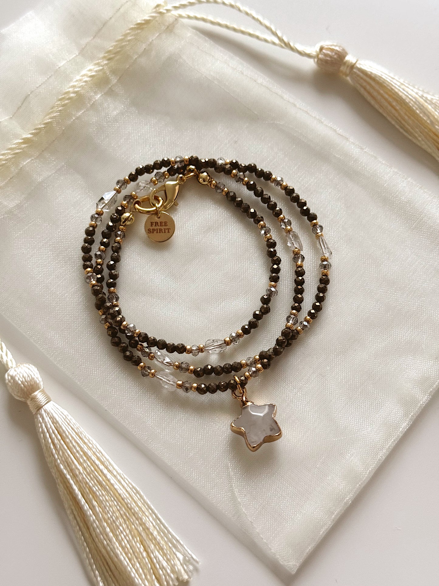 Starlit Pyrite & Herkimer Diamond Wrap