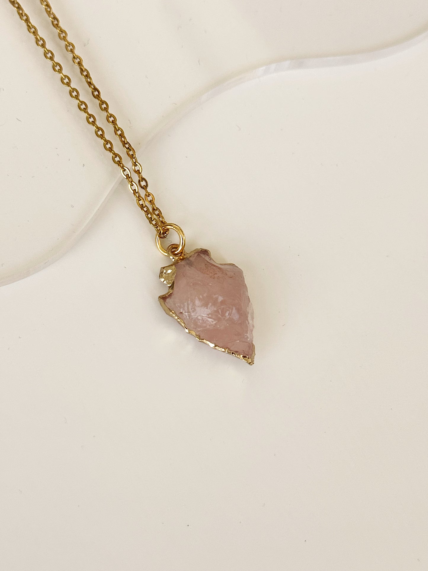 Rose Quartz Arrow pendant Necklace